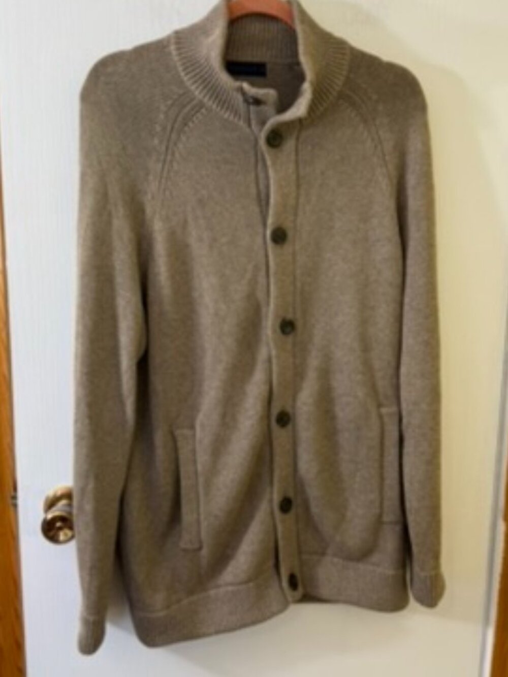 Denver Hayes Taupe Button-Front Knit Cardigan Men's Medium - Picture 2 of 7